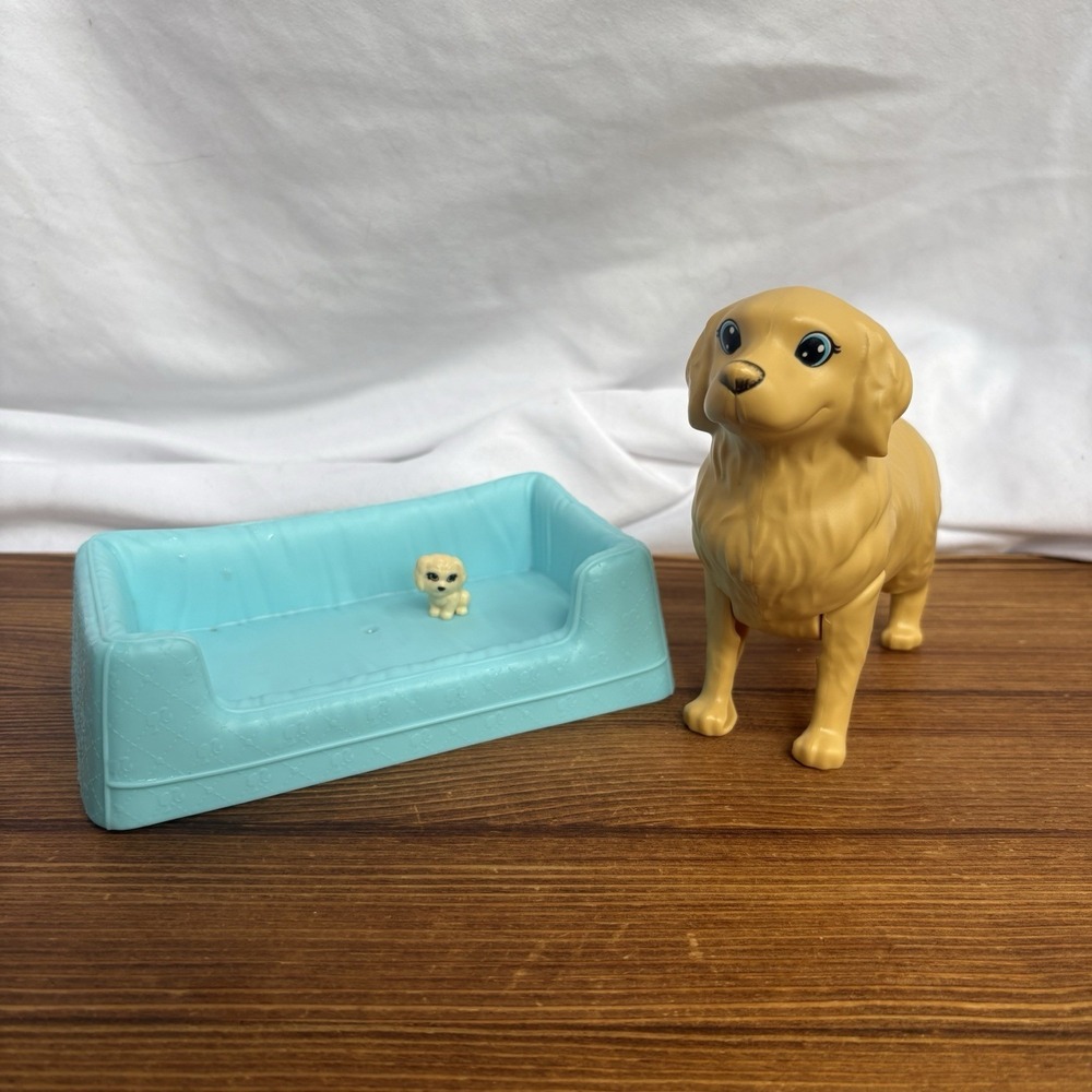 Barbie Newborn Pups Golden Retriever Mom Dog Puppy & Couch Accessories